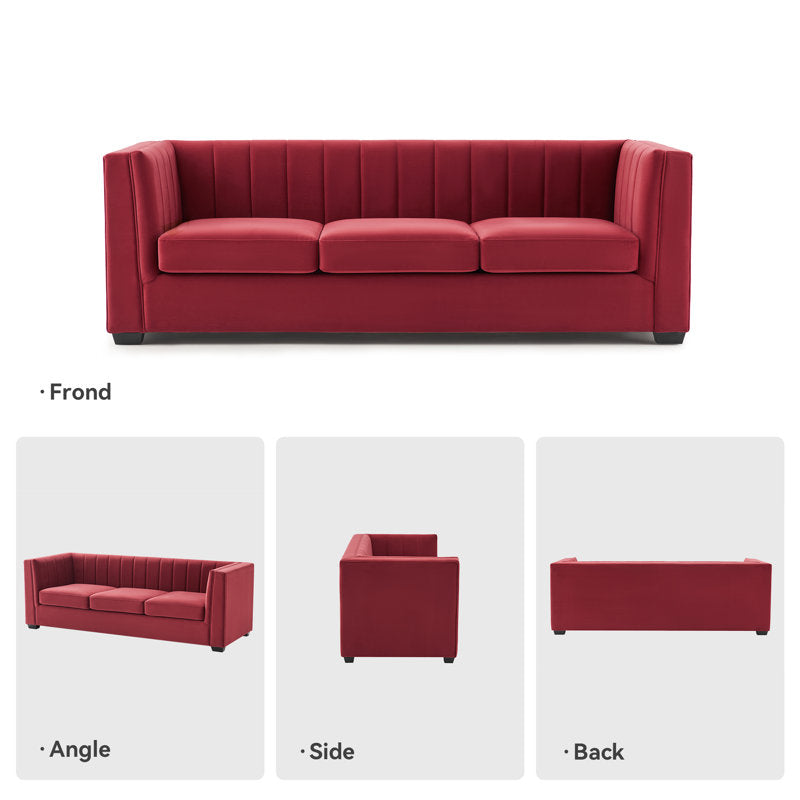 Modern upholstered teak wood sofa with comfortable seating
