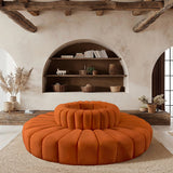 Modern circular designer sofa with teak wood frame