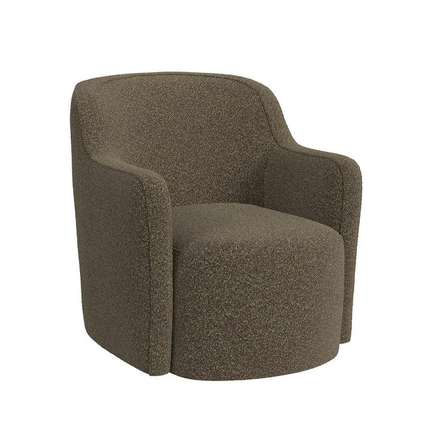 Luxury brown fabric lounge chair with teak wood frame