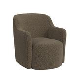 Luxury brown fabric lounge chair with teak wood frame