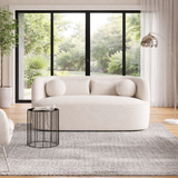 modern cream curved loveseat sofa