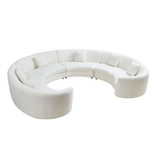 High-end curved sectional sofa with teak wood frame