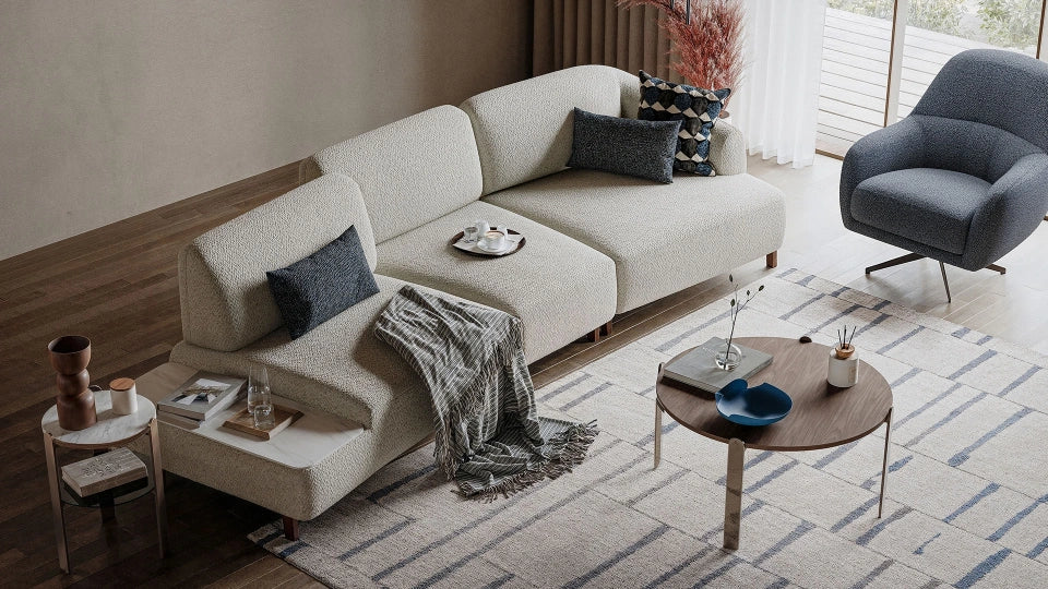 Teak wood luxury sectional sofa for contemporary home