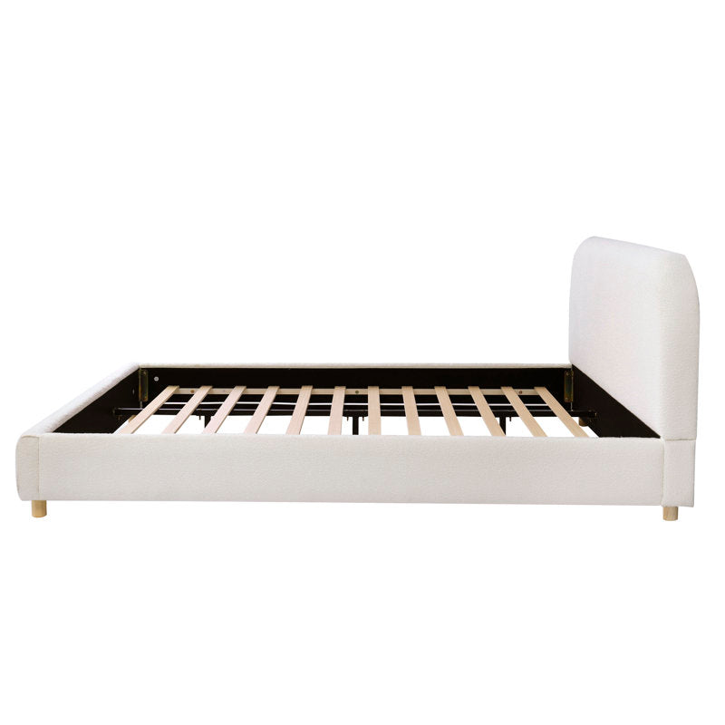 Handcrafted upholstered teak wood bed frame