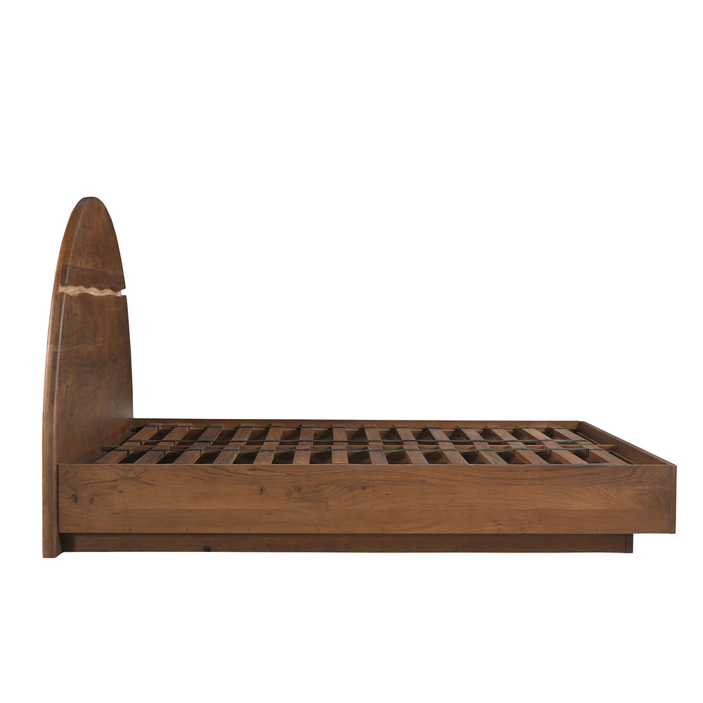 Elegant dark teak wood bed for master bedroom decor