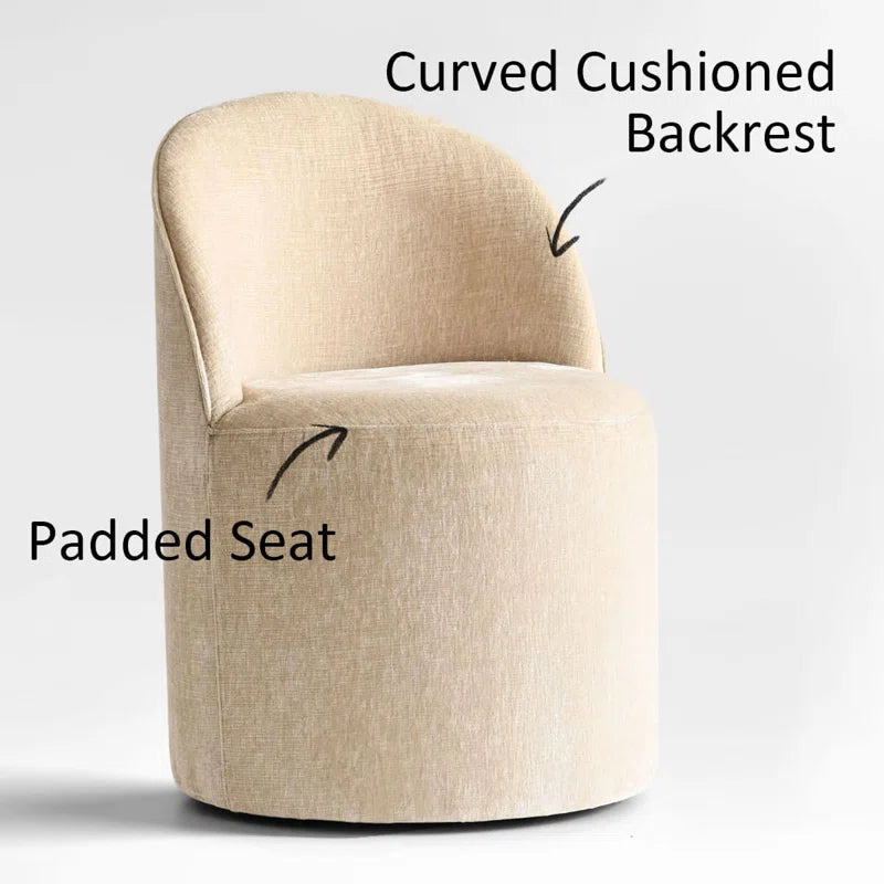 beige upholstered chairs with wooden dining table
