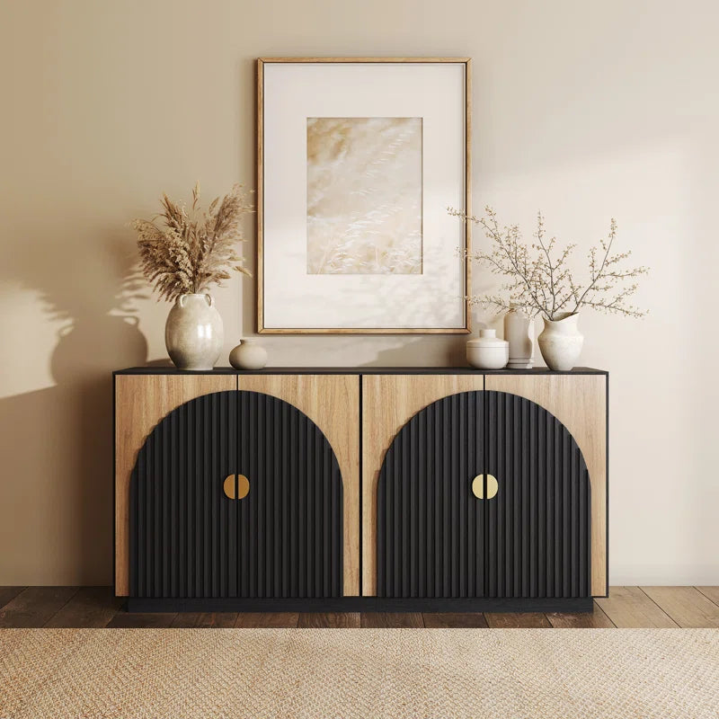 Modern entryway sideboard cabinet with fluted arch design