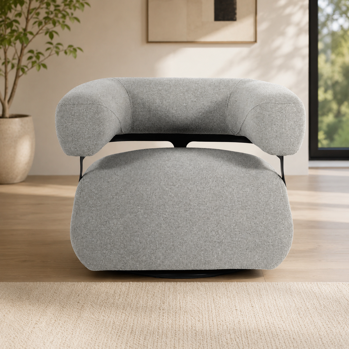 Modern grey teak wood accent lounge chair for luxury living room
