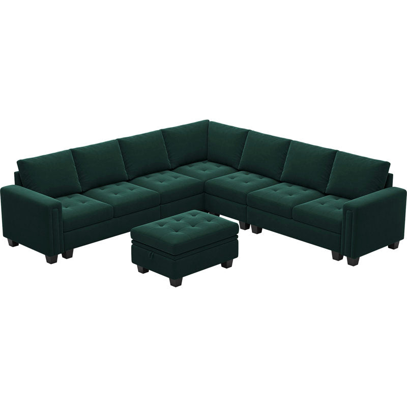 Spacious family sectional sofa with teak wood construction