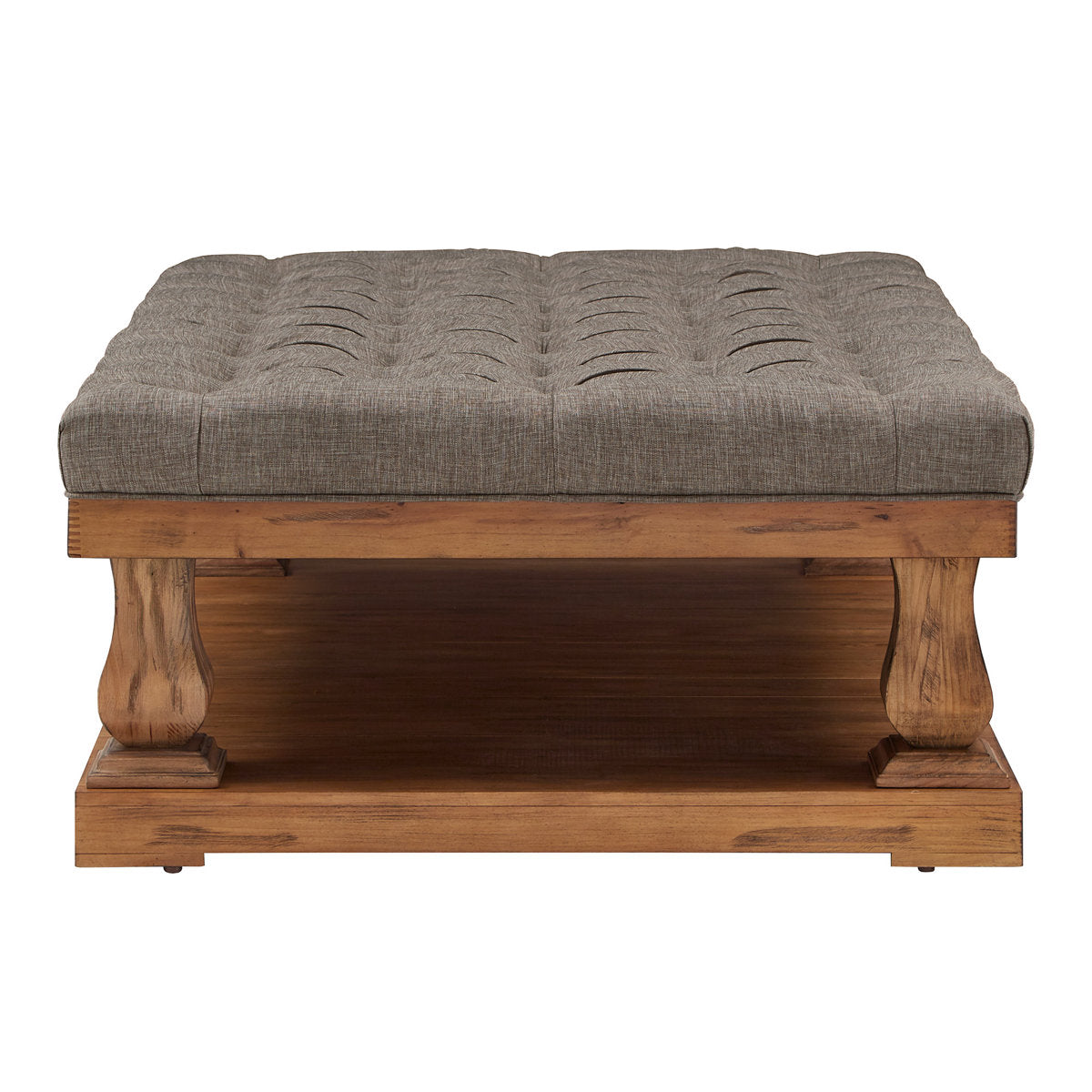 Luxury teak wood ottoman coffee table with storage shelf