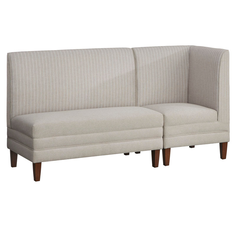 Modern farmhouse dining bench with striped fabric