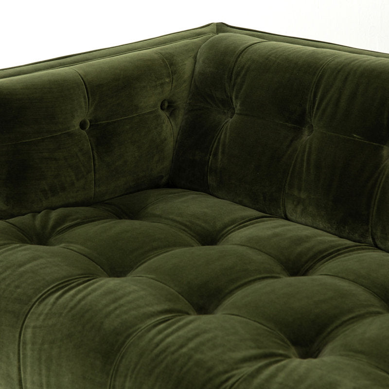 Modern olive green tufted sofa for living room