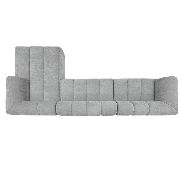 Handcrafted teak wood sectional sofa by Sky Rise Decor