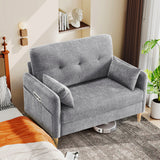 Modern grey 2-seater loveseat sofa with storage pockets