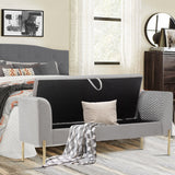 Modern bedroom ottoman bench with teak wood frame