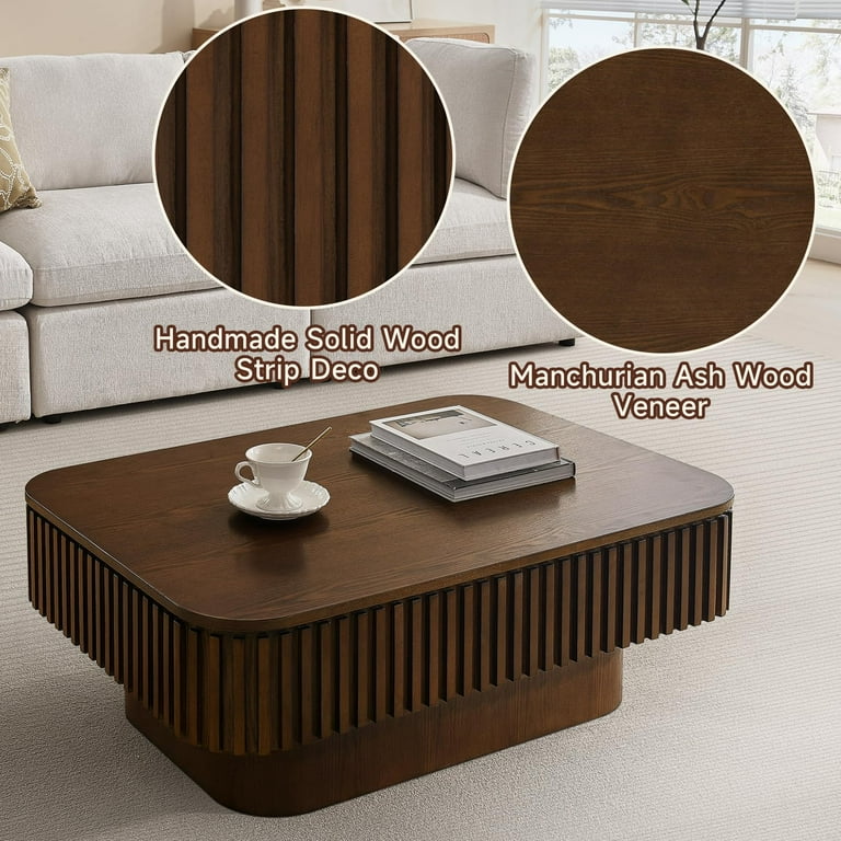 Elegant walnut coffee table with lift-top design
