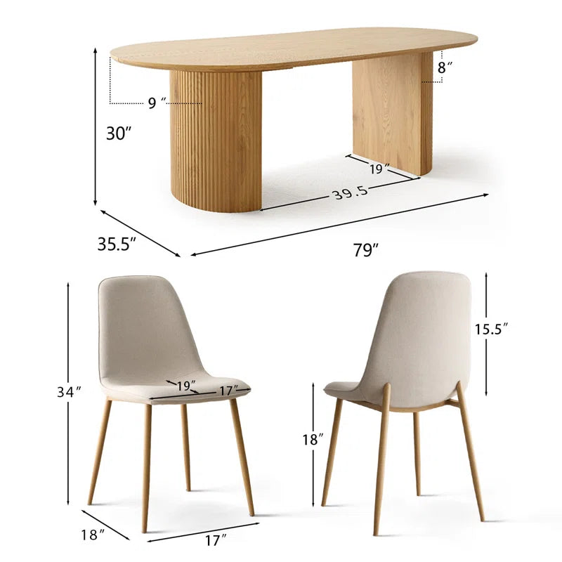 Scandinavian dining table set with neutral chairs