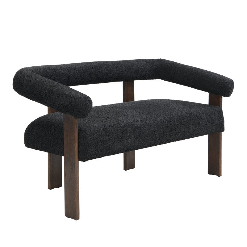 Luxury Teak Wood Bouclé Sofa Set – 2 Seater & 3 Seater Modern Designer Couch