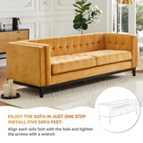 Premium upholstered teak wood sofa with cushioned seating