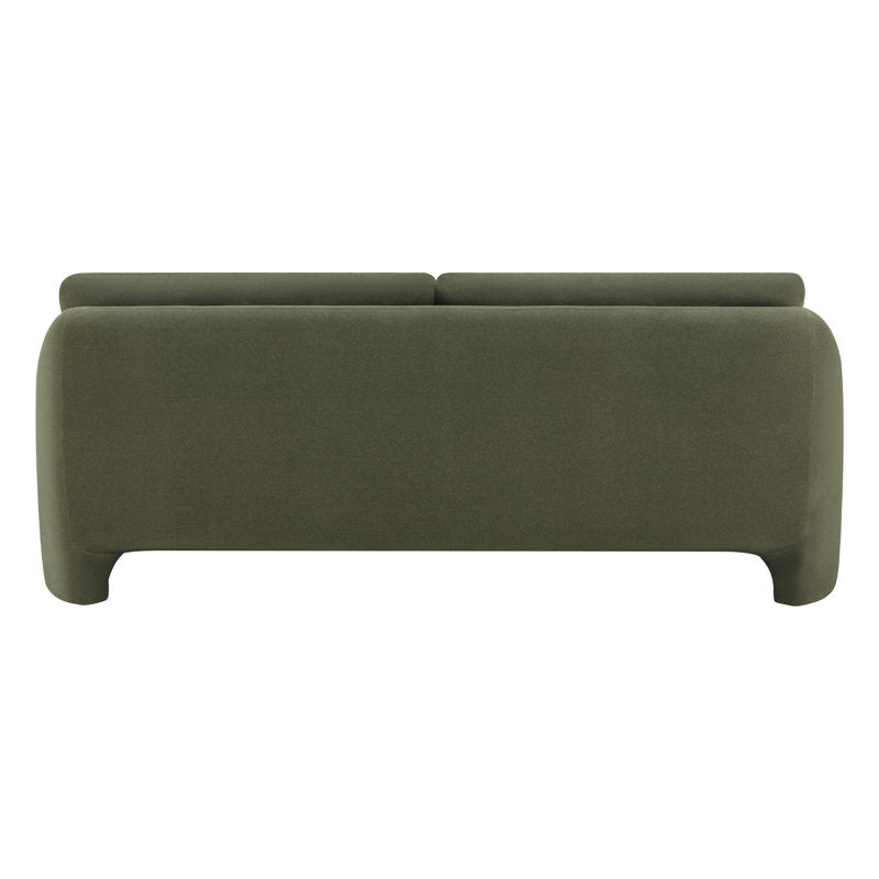 Elegant modern fabric sofa with teak wood frame