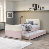 Velvet upholstered storage bed for children