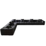 Modern L shape teak wood sofa set for luxury home
