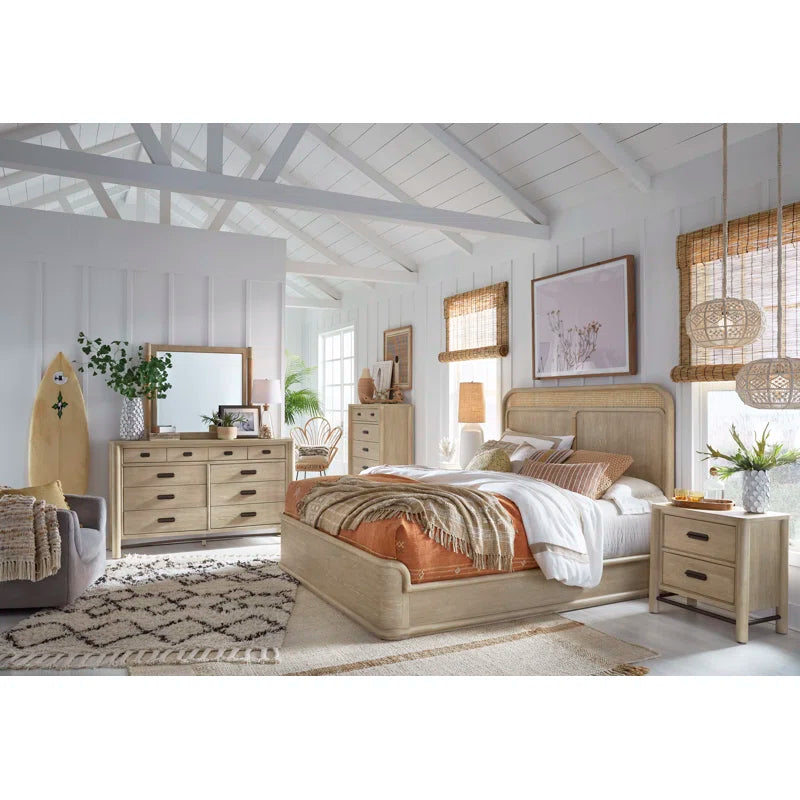 sturdy wooden bed with modern finish