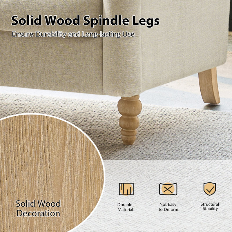 Handcrafted cream sofa with wooden legs