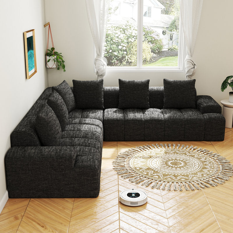 Modern upholstered corner sofa for apartment living room