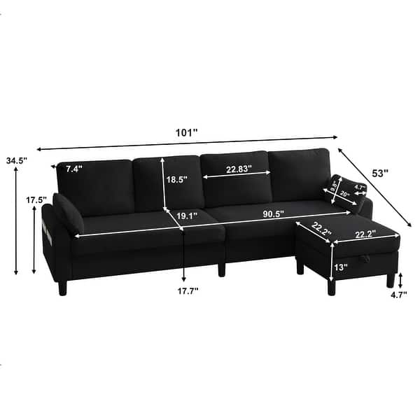 Elegant modern sofa set with chaise seating