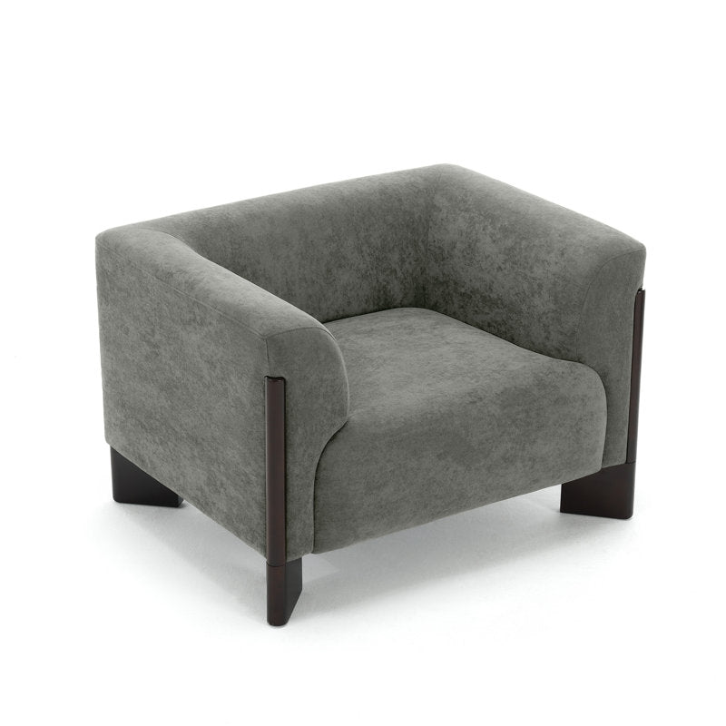 Luxury upholstered living room chair with teak wood