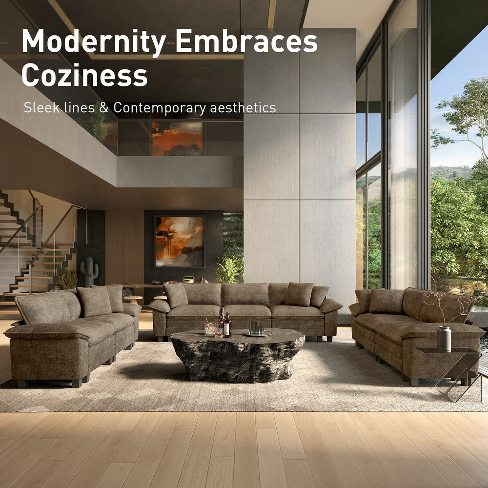 Comfortable teak wood seating sofa set