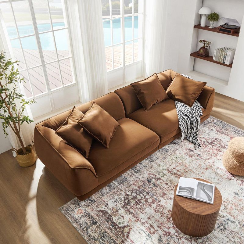 Modern luxury living room teak wood couch