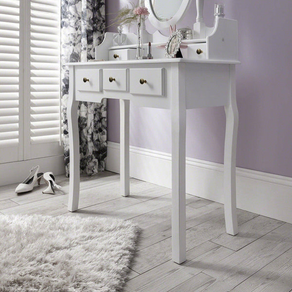 elegant dressing table with oval mirror