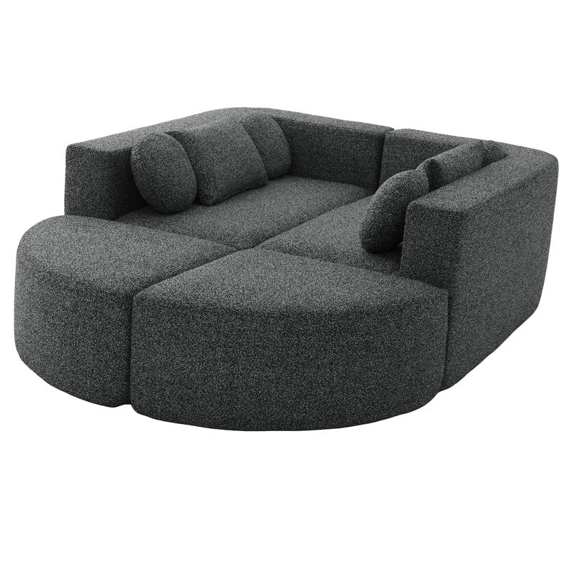 Modern deep seating sofa with textured fabric