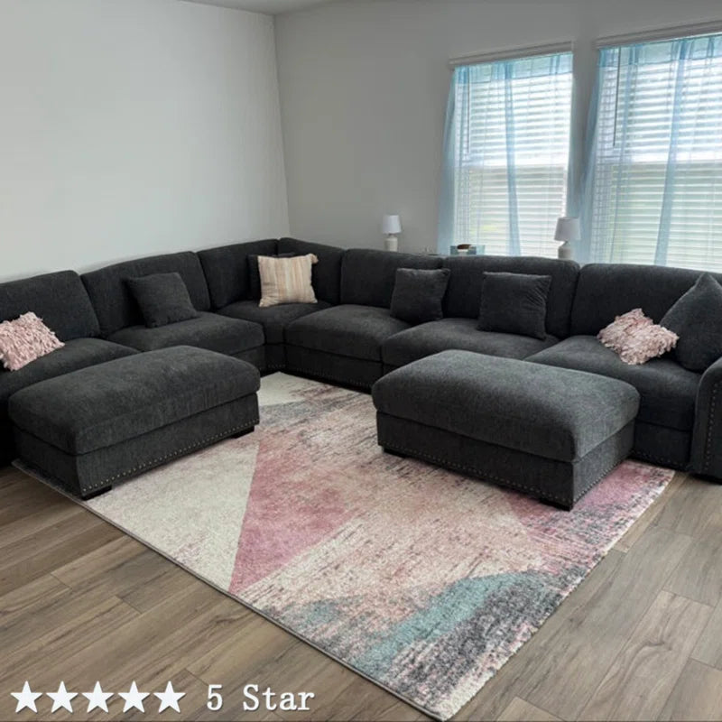 deep seating u shaped sofa grey