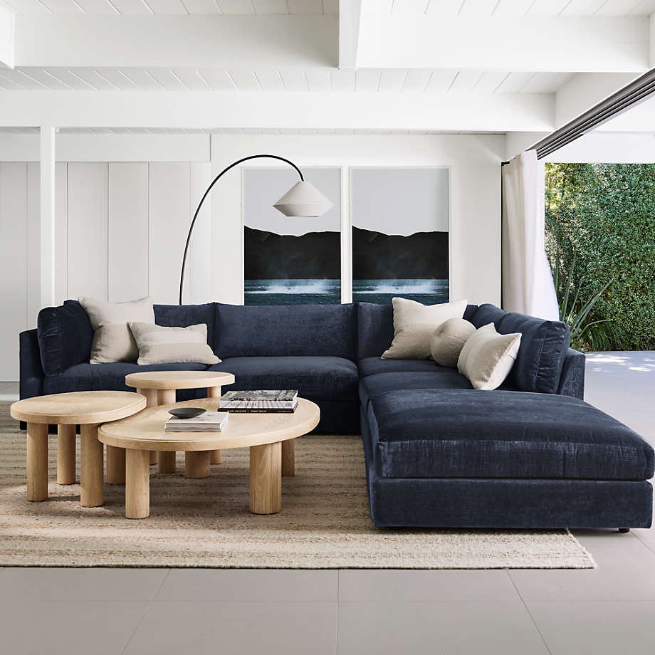 Modern fabric sofa with solid teak wood frame
