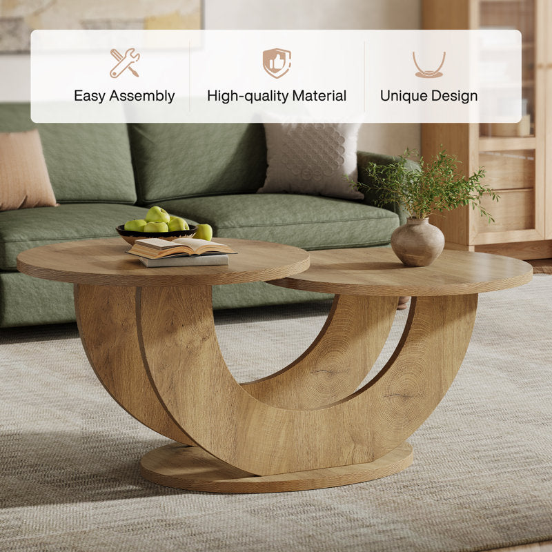 Minimalist nesting coffee tables in natural wood finish