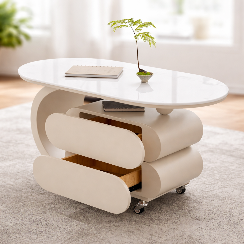 Modern furniture coffee table with wheels