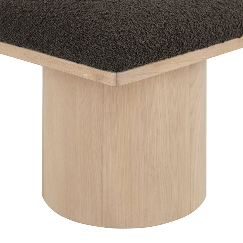 Minimalist wooden bench with cushioned seat