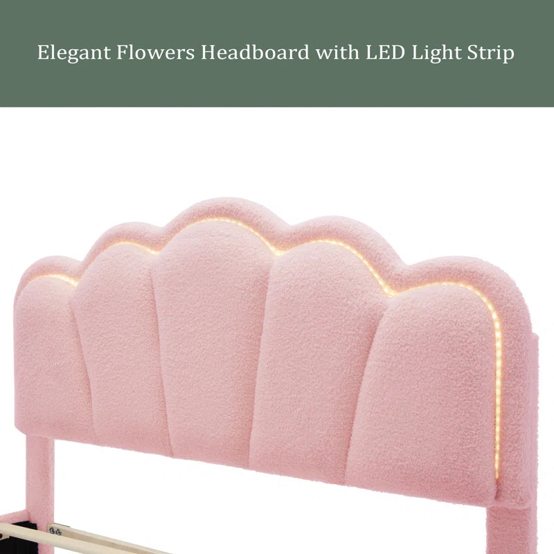 Modern pink bed with LED lighting