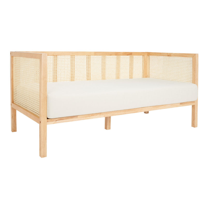 rattan cane sofa bench teak wood frame modern interior furniture
