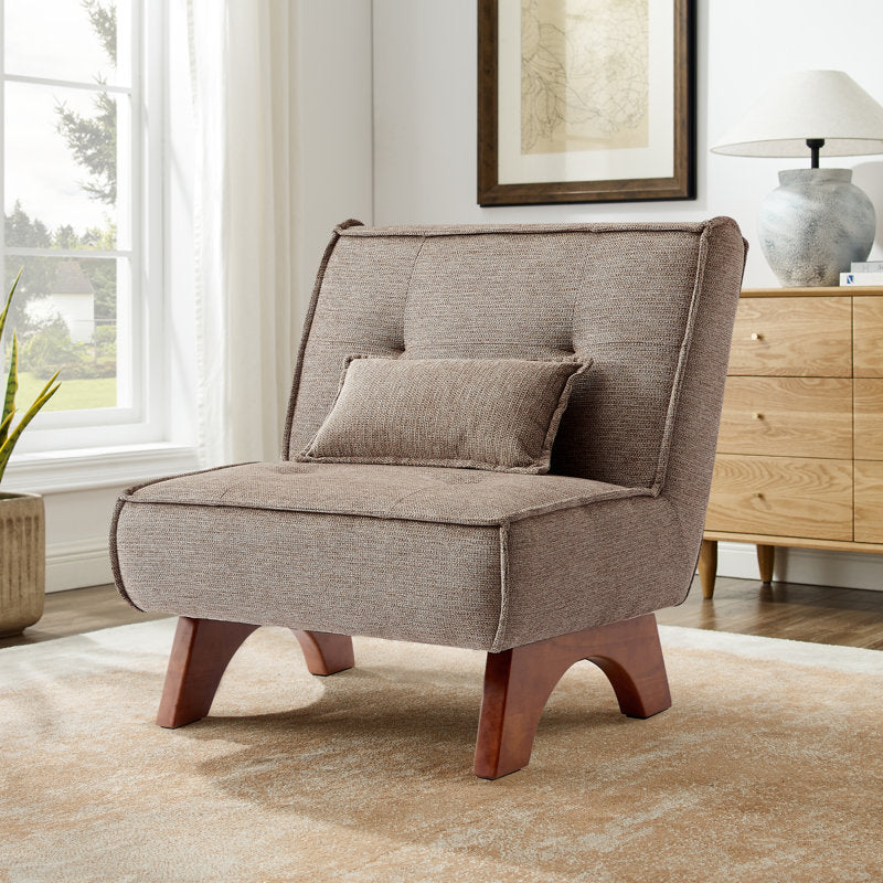 modern reading chair with cushion and teak wood legs