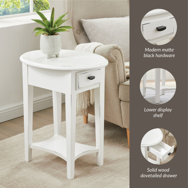 Luxury handcrafted teak wood side table in white