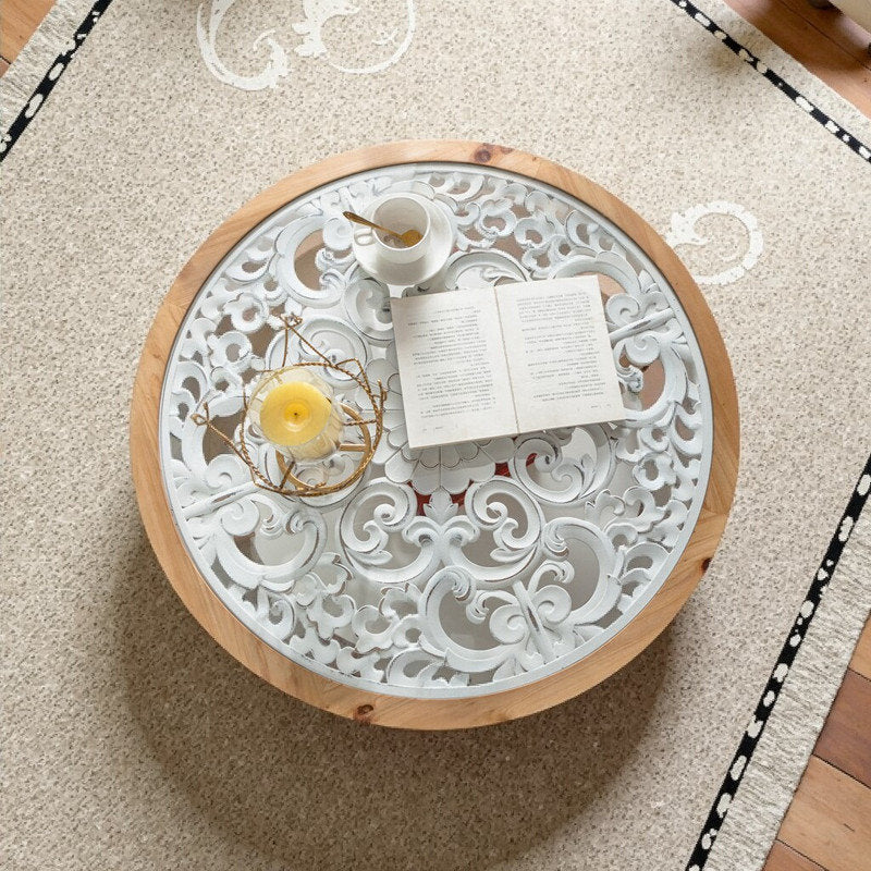 Elegant wooden coffee table with lower shelf for home décor