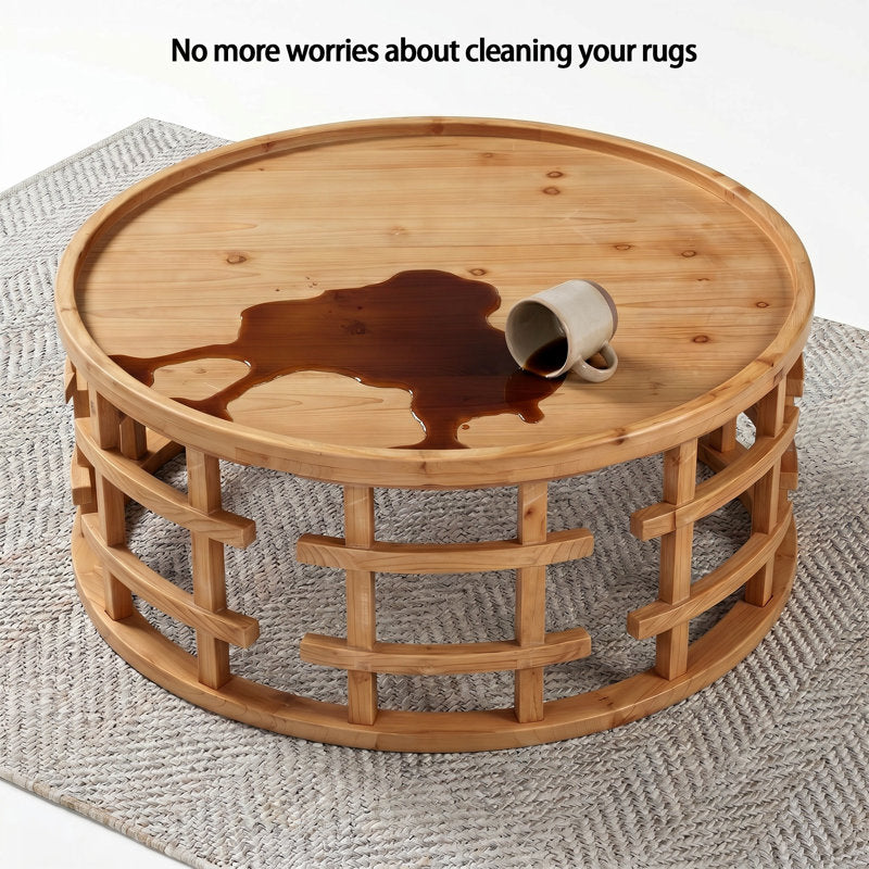 Solid wood coffee table with open shelf