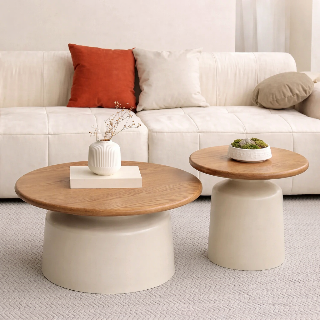 Modern round nesting coffee table set