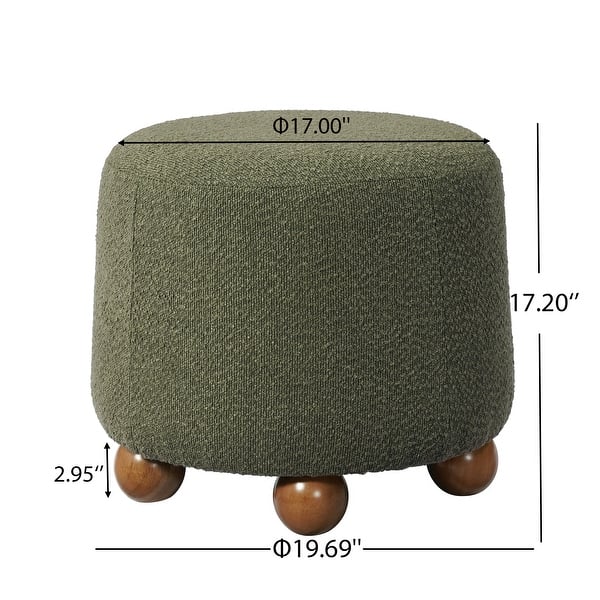 Contemporary upholstered ottoman with solid teak wood base