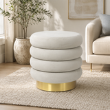 Modern round teak wood coffee table with gold base