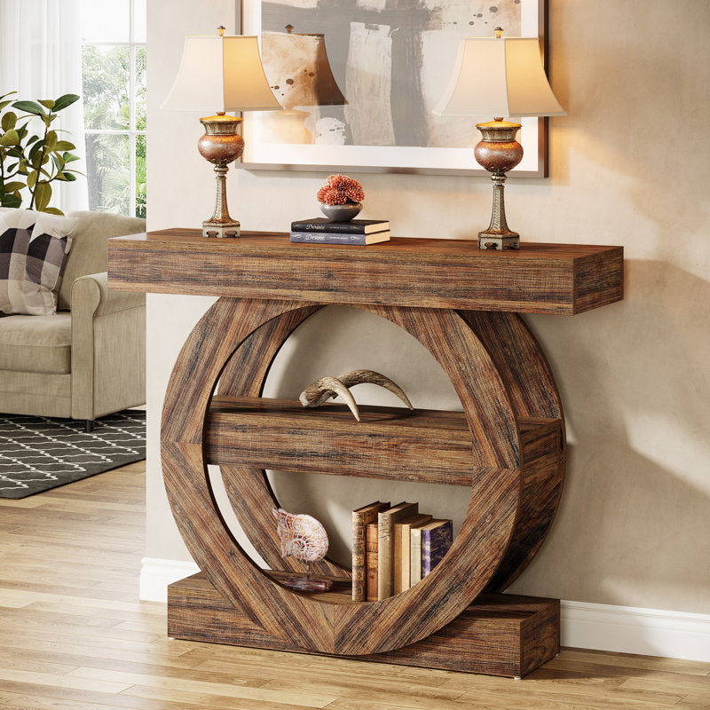 Modern rustic teak wood entryway table
